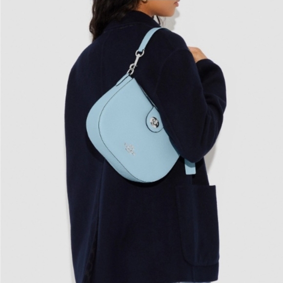 ๐Coach๐ - Waterfall Blue/Silver Ella Hobo Convertible Crossbody Bag - Picture 5 of 15